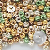 Preciosa rokajl MIX 6/0 4,1 mm 50 g Zelená Zlatá Strieborná