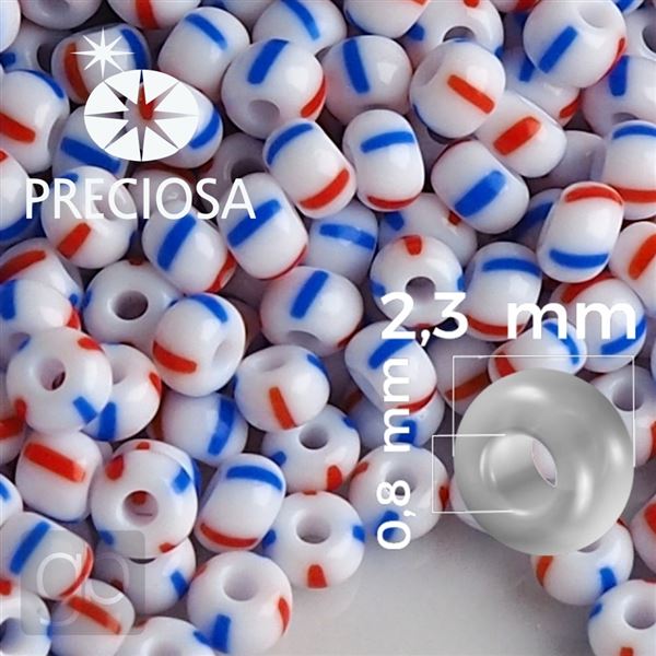 Preciosa STRIPED Rokajl 10/0 2,3 mm 20 g Modr erven 03930