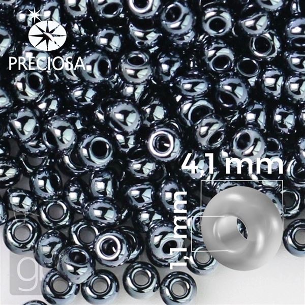 Preciosa rokajl 6/0 4,1 mm 50 g Hematit Siv 49102