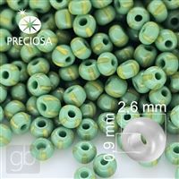 Preciosa STRIPED rokajl 9/0 2,6 mm 20 g ltá Zelená 53800